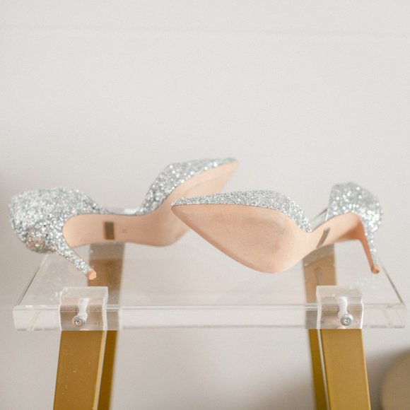 Badgley Mischka Women's Daisy Silver Glitter Heels 6.5 Women's New in Box - Picture 5 of 14